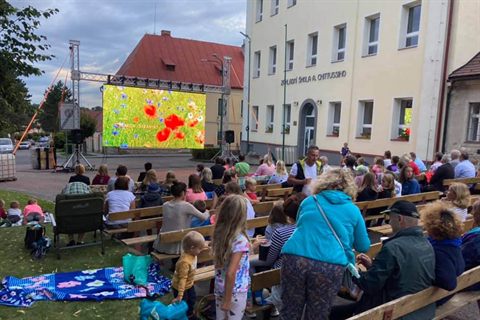 Promítání Putovního kina na návsi